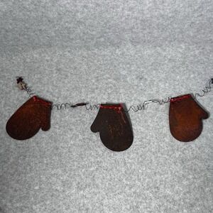 Tin Mitten Garland Christmas Metal Decoration Country‎ Tree Star Cardinal Wired